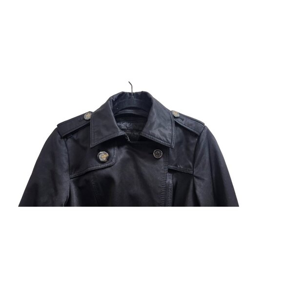 Dawn Levy Black Trench Coat S Removable Quilted Liner Belted Double Double Breas - Picture 4 of 16